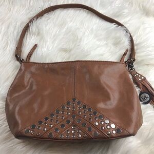 The Sak brown leather studded shoulder bag